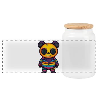 Panda Halloween Comic Lustig - Panorama Keksdose mit Holzdeckel - Weiß - Vorne