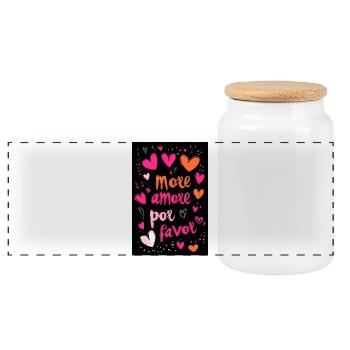 More Amore, Por Favor Poster - Panoramic Cookie Jar with Wooden Lid - white - Front