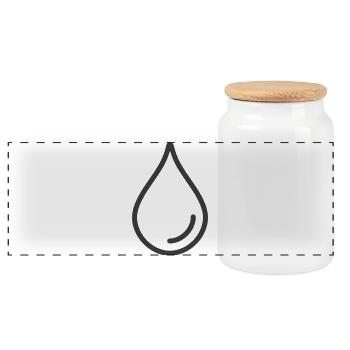 Single Water Drop Line Icon Logo - Panoramic Cookie Jar with Wooden Lid - white - Front