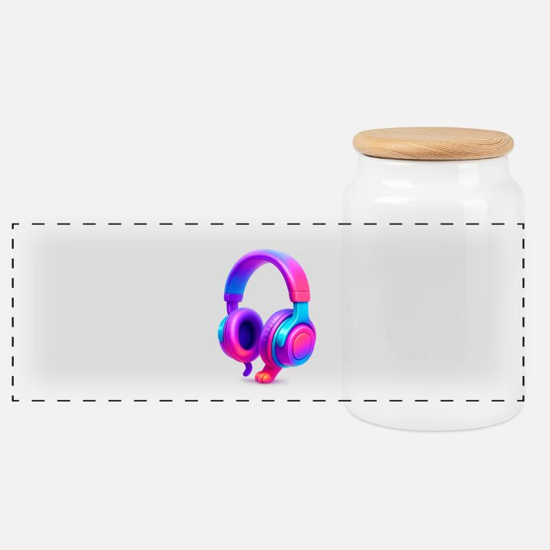 Neon Gradient Headphones - Panoramic Cookie Jar with Wooden Lid - white