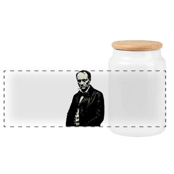 Noir Charles Baudelaire Portrait Zigarette - Panorama Keksdose mit Holzdeckel - Weiß - Vorne