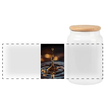 Golden Water Drop Splash - Panoramic Cookie Jar with Wooden Lid - white - Front