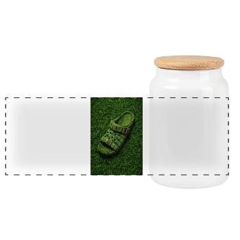 Eco Grass Sandal Design - Panoramic Cookie Jar with Wooden Lid - white - Front