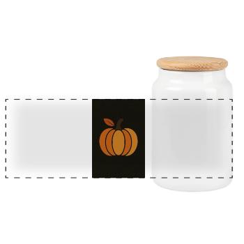 Kürbis Flamme Herbstdesign - Panorama Keksdose mit Holzdeckel - Weiß - Vorne