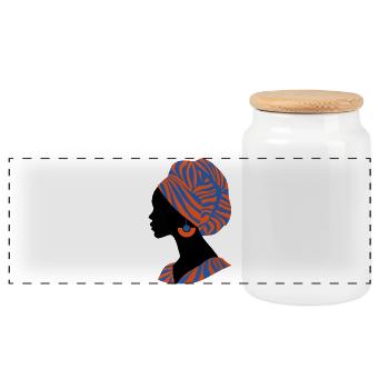 Afrikanische Frau Traditionelles Design Afrika - Panorama Keksdose mit Holzdeckel - Weiß - Vorne