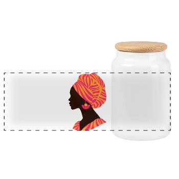 Afrika Afrikanische Frau Traditionelles Design - Panorama Keksdose mit Holzdeckel - Weiß - Vorne