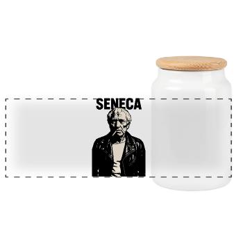 Seneca Stoischer Philosoph Rebell Porträt - Panorama Keksdose mit Holzdeckel - Weiß - Vorne