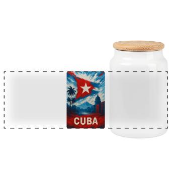 Cuba – Fierté des Caraïbes - Boîte à biscuits avec couvercle en bois - blanc - Devant