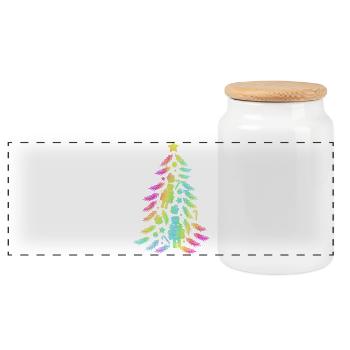 Weihnachtsbaum Nussknacker - Panorama Keksdose mit Holzdeckel - Weiß - Vorne