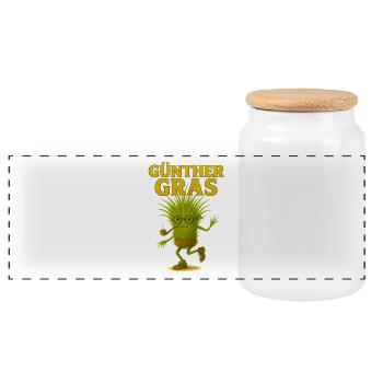 Günther Gras | Green Monster - Panoramic Cookie Jar with Wooden Lid - white - Front