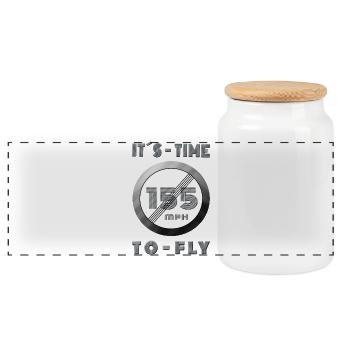 Zeit läuft 155 mph Retro Design - Panorama Keksdose mit Holzdeckel - Weiß - Vorne