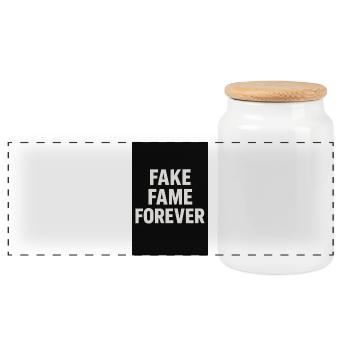 Fake Fame Forever Satire - Panoramic Cookie Jar with Wooden Lid - white - Front