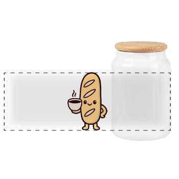 Mascotte Coffee Baguette - Panoramic Cookie Jar with Wooden Lid - white - Front