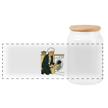 Mamie Karin - Boîte à biscuits avec couvercle en bois - blanc - Devant