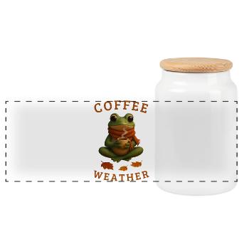 Herbstfrosch Frosch mit Kaffee Herbst Geschenkidee - Panorama Keksdose mit Holzdeckel - Weiß - Vorne