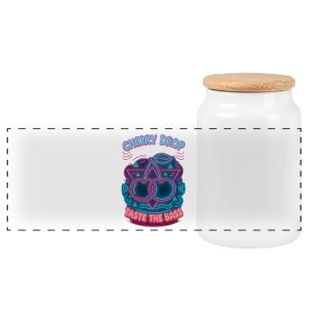 Cherry Drop – Goûtez au design néon de la basse - Boîte à biscuits avec couvercle en bois - blanc - Devant