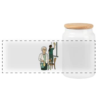 Oma Karin - Panorama Keksdose mit Holzdeckel - Weiß - Vorne