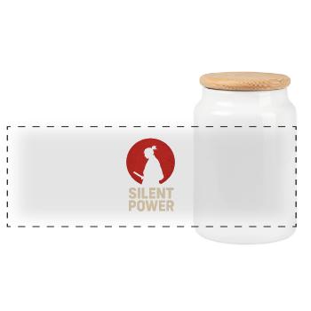 Silent Power with Katana - Panoramic Cookie Jar with Wooden Lid - white - Front