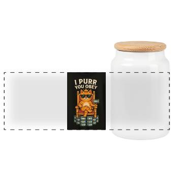 Commandes du roi des chats avec du thon - Boîte à biscuits avec couvercle en bois - blanc - Devant