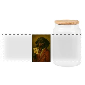 Teckel en costume d’étoile avec carte joker - Boîte à biscuits avec couvercle en bois - blanc - Devant