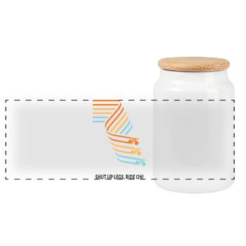 Shut up legs – Ride on Bicycle Saying Shirt - Panoramic Cookie Jar with Wooden Lid - white - Front