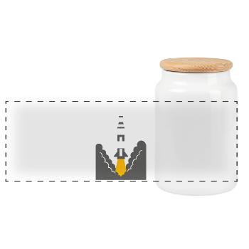 Lancement de fusée - Boîte à biscuits avec couvercle en bois - blanc - Devant