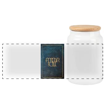 Amour Fou Gold Foil on Blue - Panoramic Cookie Jar with Wooden Lid - white - Front