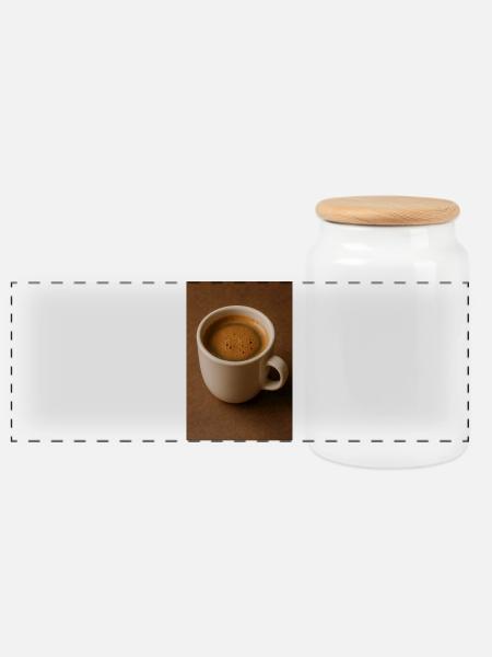 Eine Tasse Kaffee - Panorama Keksdose mit Holzdeckel - Weiß