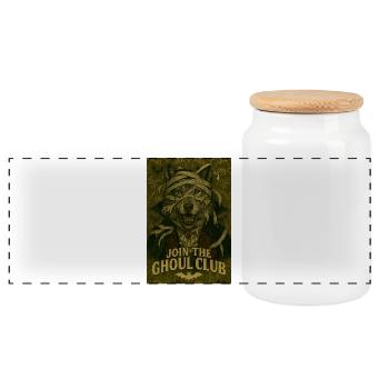 Ghoul Club Dog with Bandages - Panoramic Cookie Jar with Wooden Lid - white - Front
