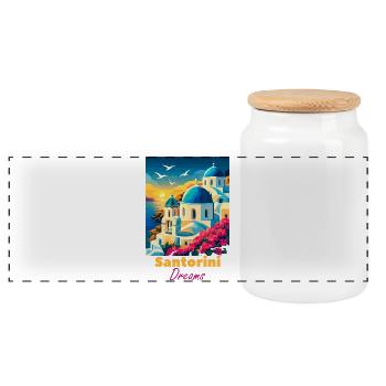 Santorin Dream Light - Boîte à biscuits avec couvercle en bois - blanc - Devant