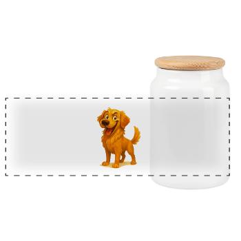 Dessin animé coquin Golden Retriever - Boîte à biscuits avec couvercle en bois - blanc - Devant