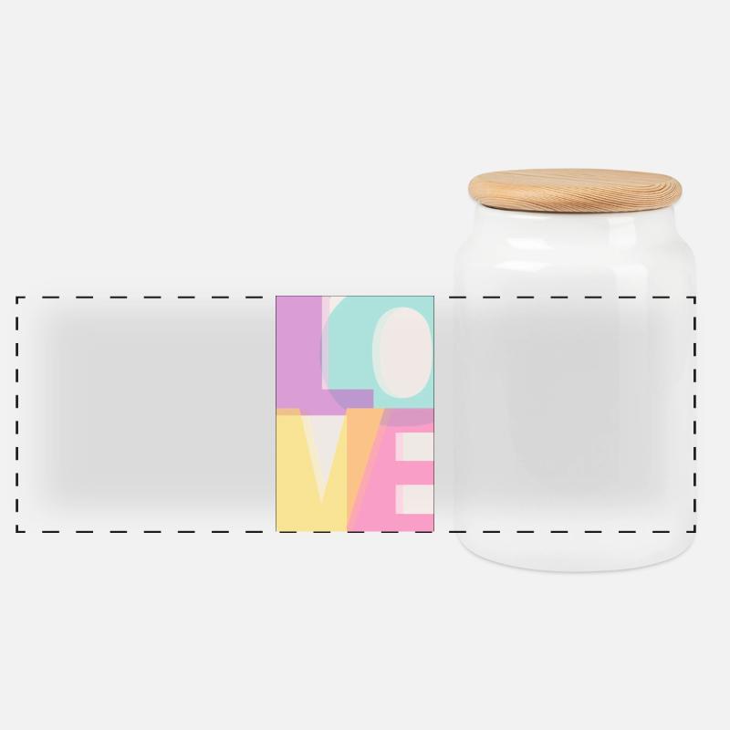 LOVE Pastell - Panorama Keksdose mit Holzdeckel - Weiß