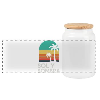 Ground and Shade Sunset Palm - Panoramic Cookie Jar with Wooden Lid - white - Front