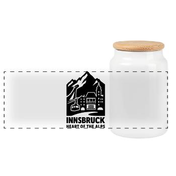 Innsbruck Heart of the Alps - Panoramic Cookie Jar with Wooden Lid - white - Front