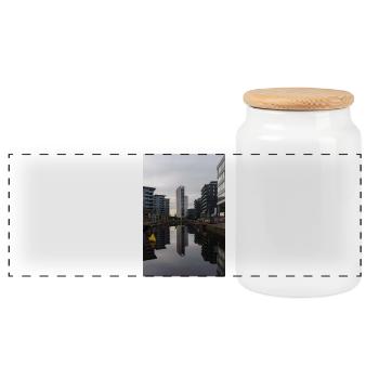 Urban Reflection - Panoramic Cookie Jar with Wooden Lid - white - Front
