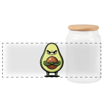 Mignon dessin animé d’avocat sinistre avec des bras - Boîte à biscuits avec couvercle en bois - blanc - Devant