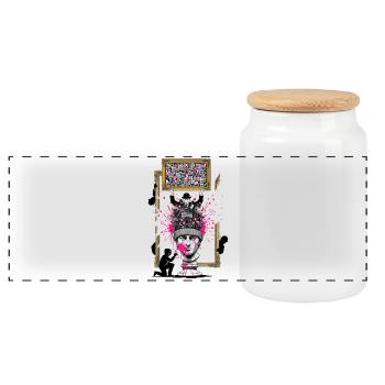 PopCollage Head Sculpture - Panoramic Cookie Jar with Wooden Lid - white - Front