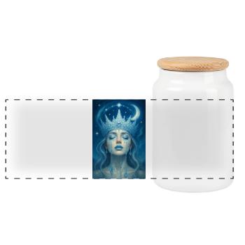 Icy Moon Queen - Panoramic Cookie Jar with Wooden Lid - white - Front