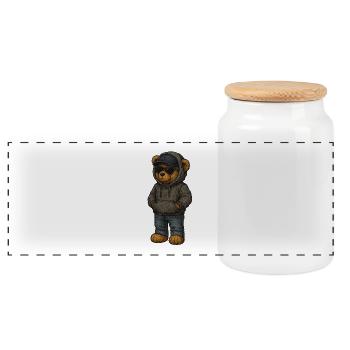 Sweat à capuche urbain Bear - Boîte à biscuits avec couvercle en bois - blanc - Devant