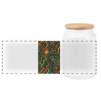 abstract colours - Panoramic Cookie Jar with Wooden Lid - white - Front