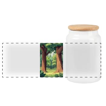 Waldlandschaft Illustration Poster - Panorama Keksdose mit Holzdeckel - Weiß - Vorne