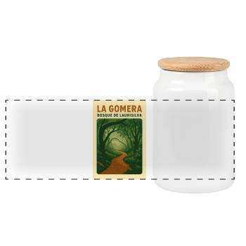 La_Gomera_ _Bosque_de_Laurisilva - Panoramic Cookie Jar with Wooden Lid - white - Front