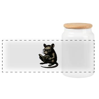 Rat de lecture de style vintage - Boîte à biscuits avec couvercle en bois - blanc - Devant