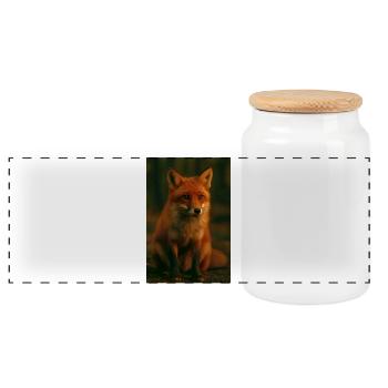 Animaux sauvages, renard - Boîte à biscuits avec couvercle en bois - blanc - Devant