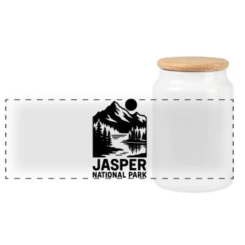Jasper National Park - Panoramic Cookie Jar with Wooden Lid - white - Front