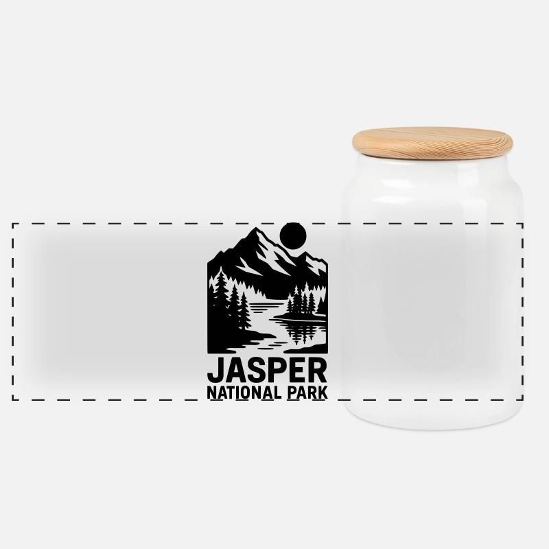 Jasper National Park - Panoramic Cookie Jar with Wooden Lid - white
