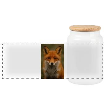 Animal, renard - Boîte à biscuits avec couvercle en bois - blanc - Devant