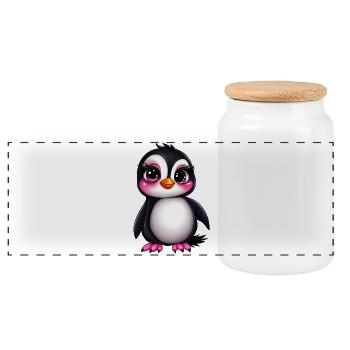 süßer Pinguin :) - Panorama Keksdose mit Holzdeckel - Weiß - Vorne