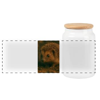 Animaux - Hérisson - Boîte à biscuits avec couvercle en bois - blanc - Devant