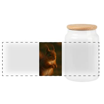 Animaux - Écureuil - Boîte à biscuits avec couvercle en bois - blanc - Devant